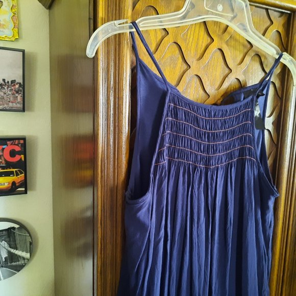 Vintage Bohemian Embroidered Halter Sundress - Navy, Size S - Picture 4 of 16